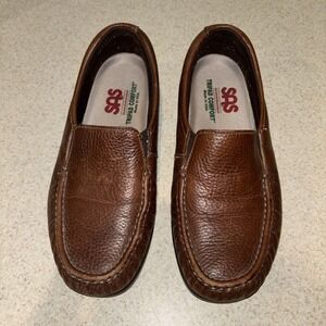 SAS Shoes Womens 8.5WW D Twin Slip On Mulch Loafers Comfort Brown Leather Casual